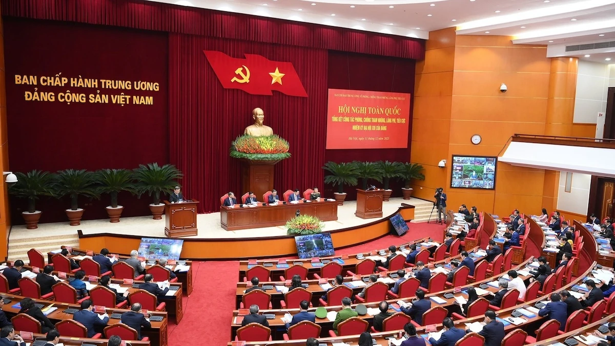 Quang cảnh hội nghị tại trụ sở Trung ương Đảng (ảnh Báo Nhân dân).