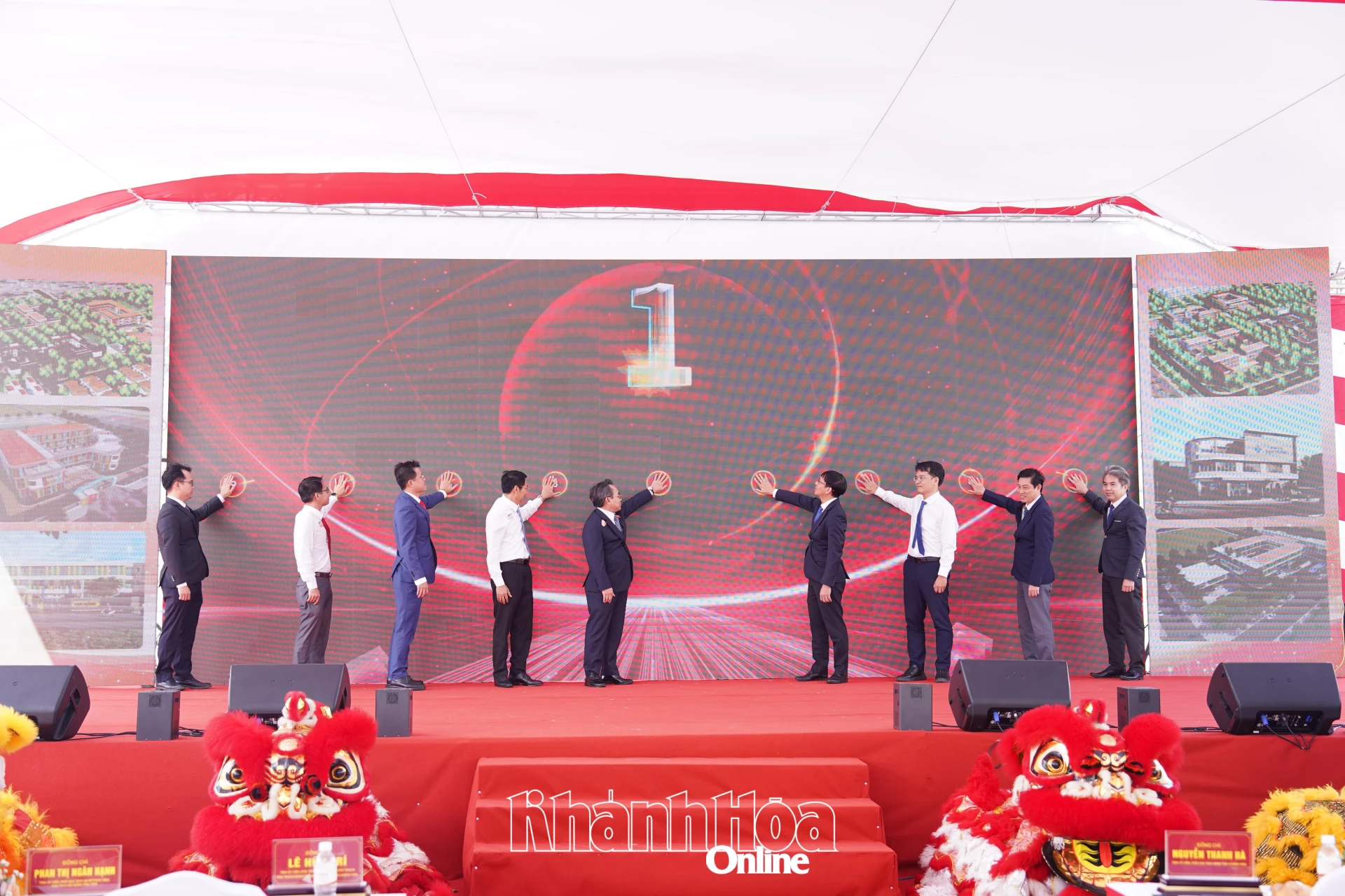 Representatives performing groundbreaking ceremony for the project

