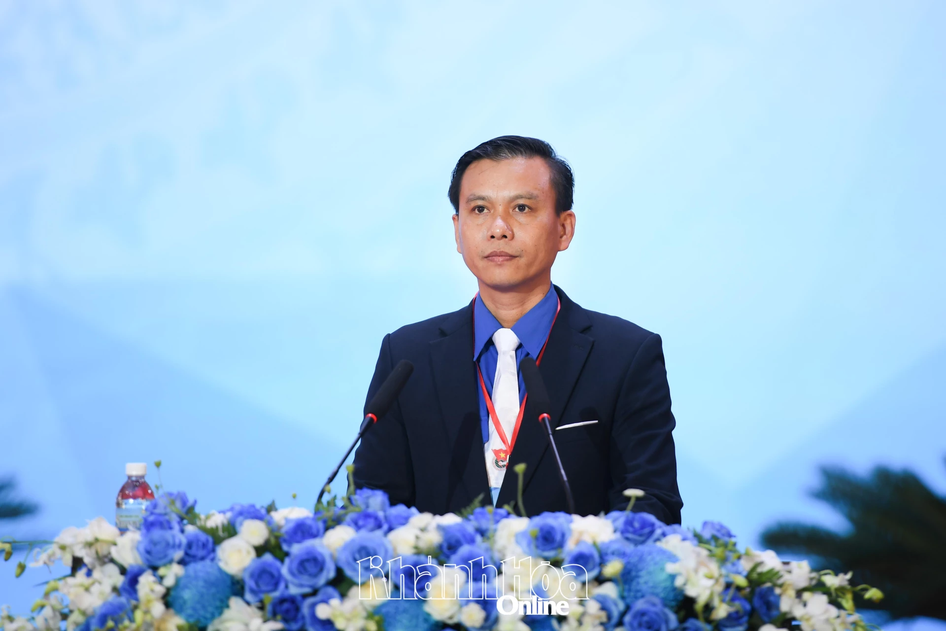 Đồng chí Huỳnh Hữu Phúc - Phó Chủ tịch Ủy ban MTTQ Việt Nam tỉnh, Bí thư Tỉnh đoàn phát biểu khai mạc đại hội.