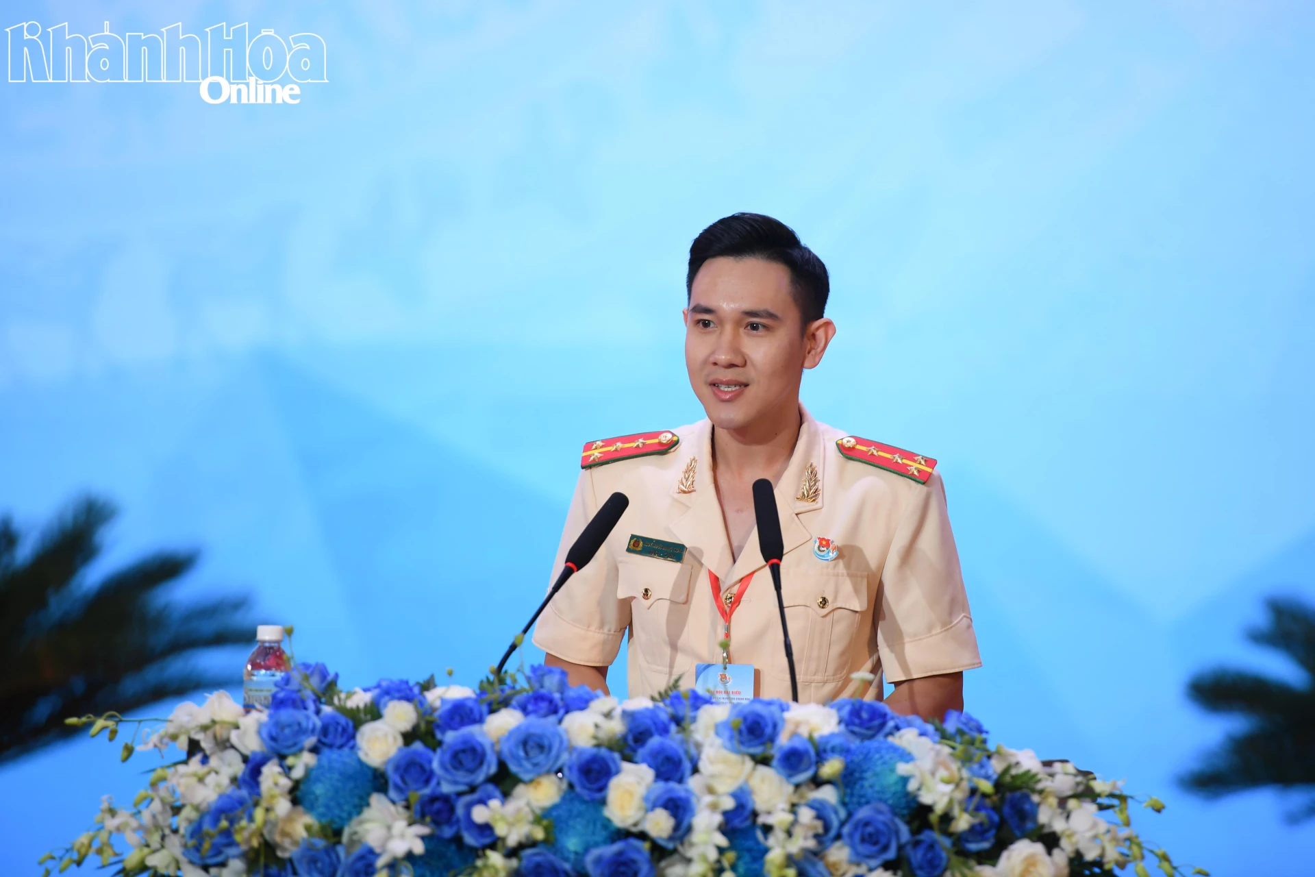 Đại diện Đoàn Thanh niên Công an tỉnh tham luận tại đại hội.