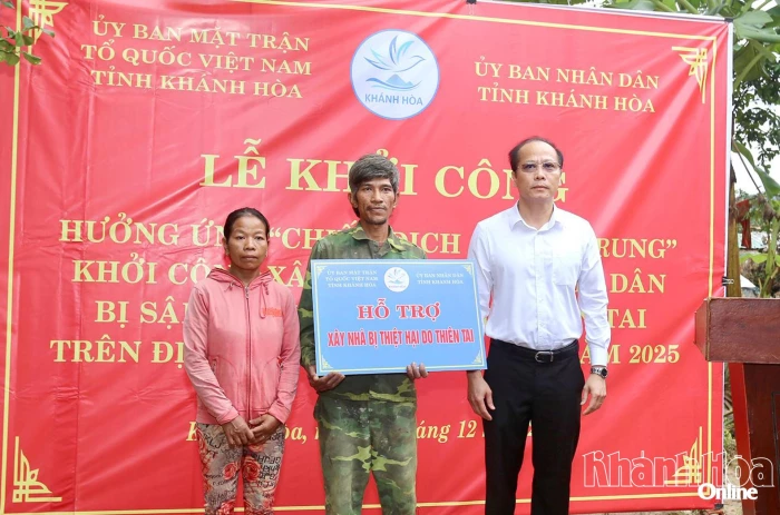 Khởi công xây dựng nhà cho hộ dân xã Nam Khánh Vĩnh bị thiệt hại do mưa lũ