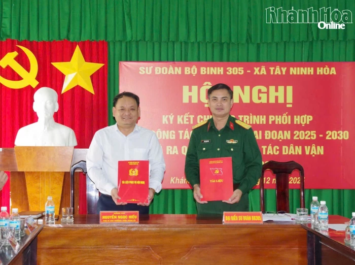 Sư đoàn Bộ binh 305 và xã Tây Ninh Hòa ký kết chương trình phối hợp công tác dân vận