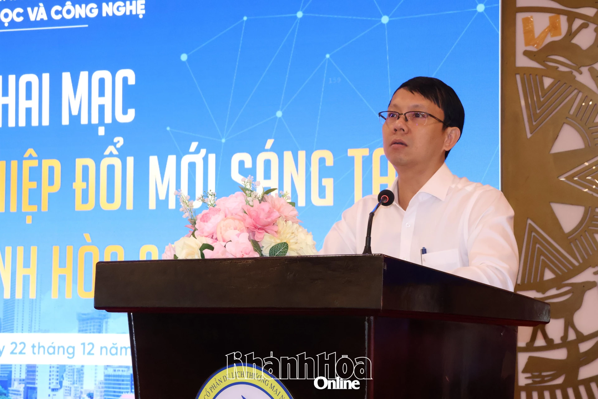 Đồng chí Nguyễn Thanh Hà - Phó Chủ tịch UBND tỉnh phát biểu khai mạc Ngày hội Khởi nghiệp đổi mới sáng tạo Khánh Hòa năm 2025.