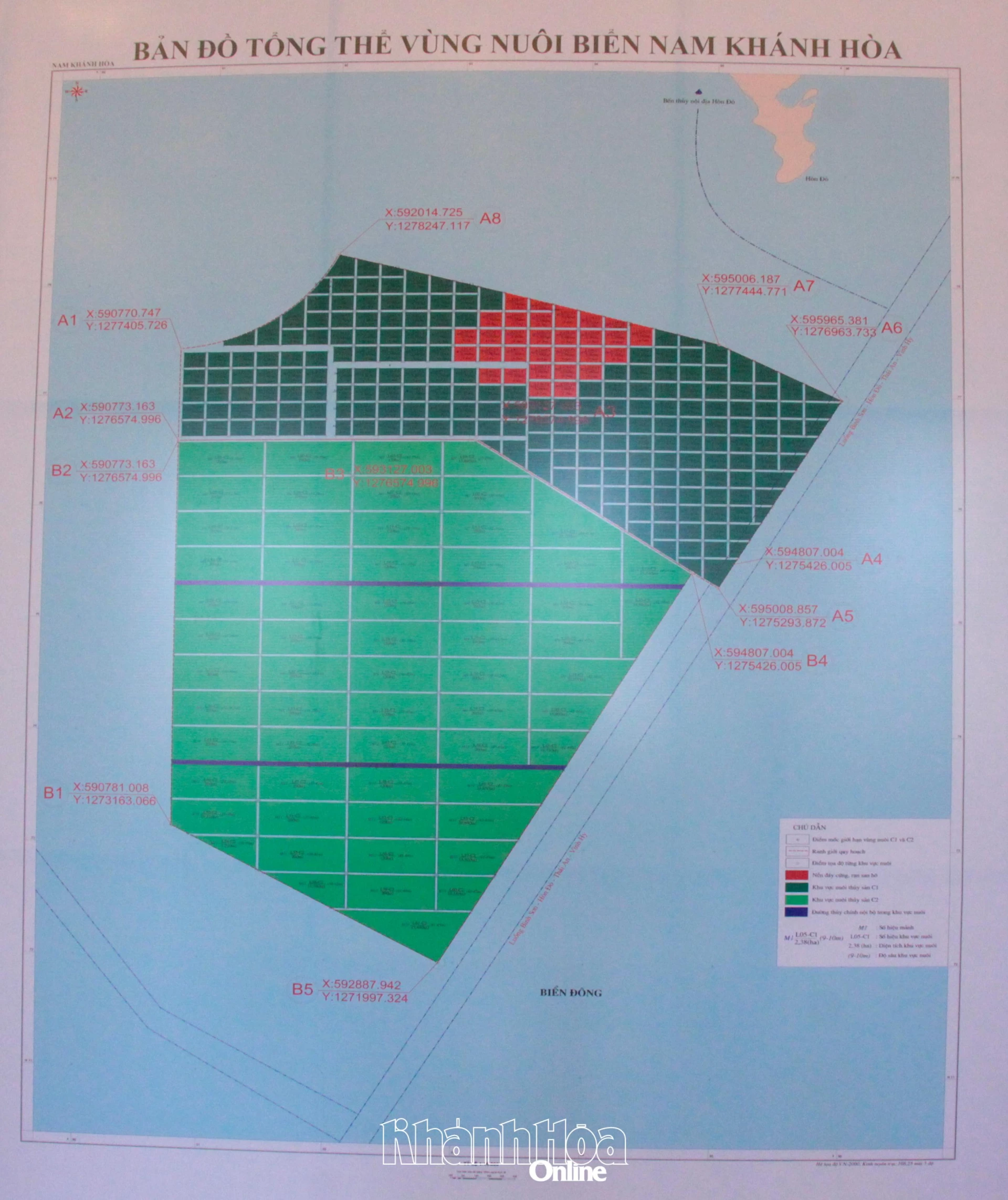 Bản đồ tổng thể vùng nuôi biển khu vực Nam Khánh Hòa