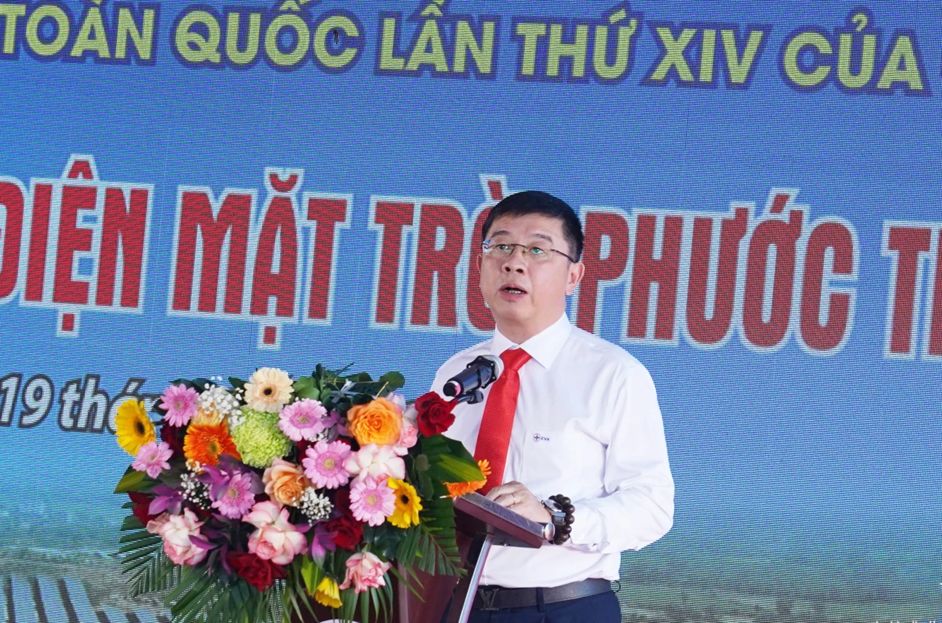 Lãnh đạo Tập đoàn Điện lực Việt Nam phát biểu tại buổi lễ.
