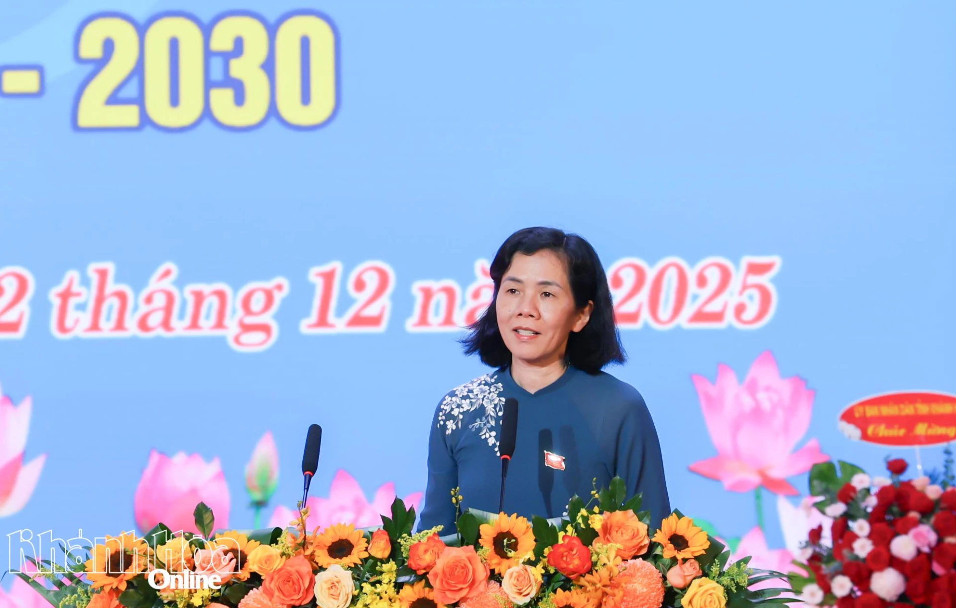 Đồng chí Nguyễn Thị Minh Hương phát biểu tại đại hội.
