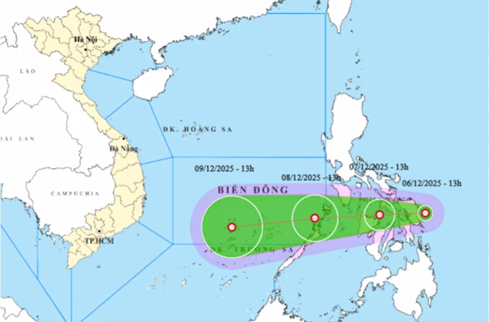 Áp thấp nhiệt đới đi vào Biển Đông vào ngày 8-12