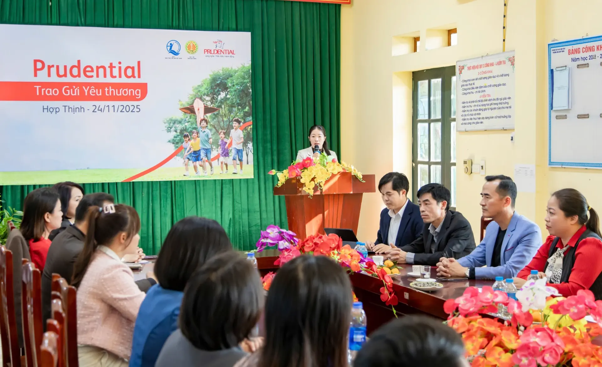 Đại diện trường mầm non xã Hợp Thịnh phát biểu tại sự kiện.
