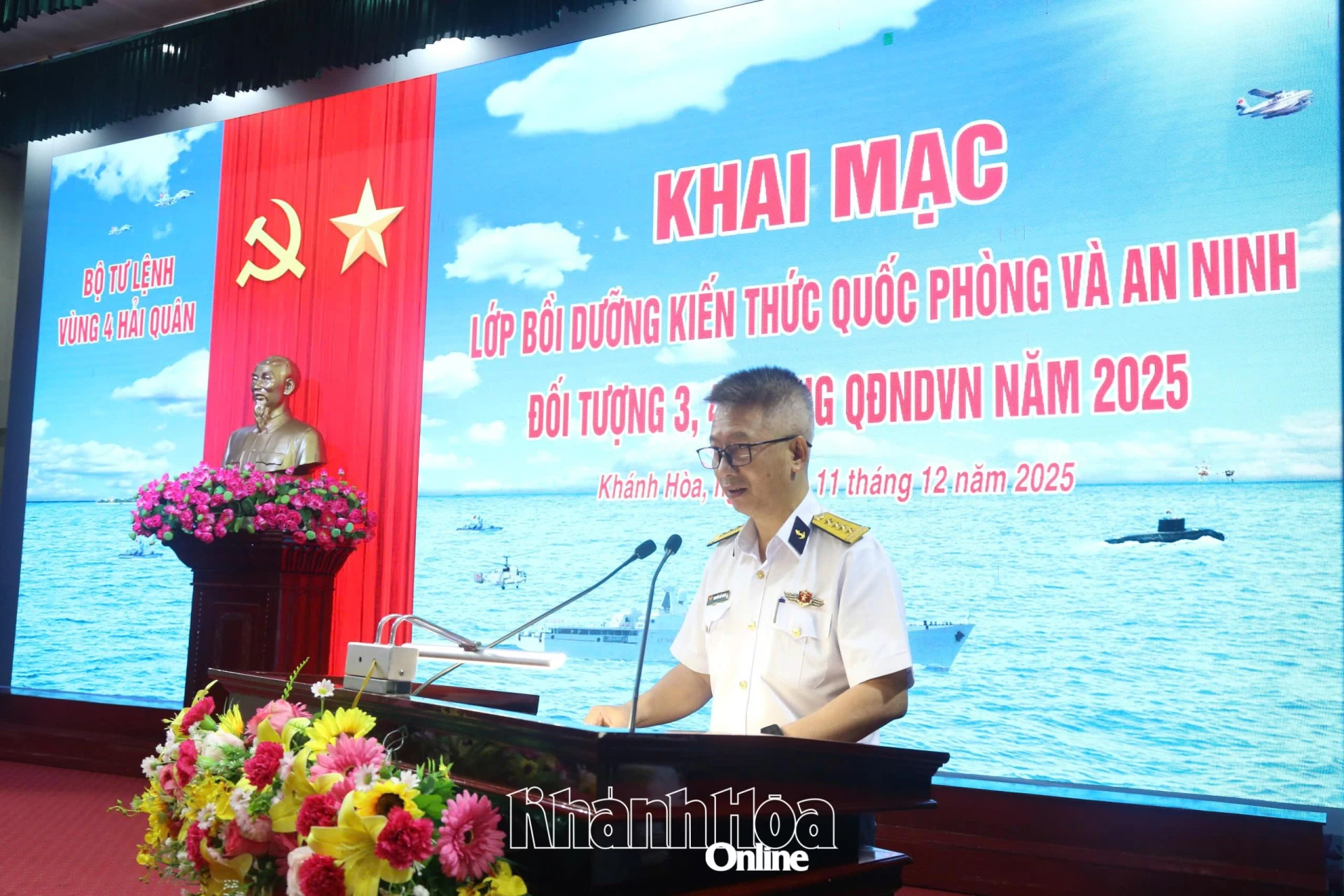 Đại tá Nguyễn Hải Châu phát biểu khai mạc lớp bồi dưỡng.