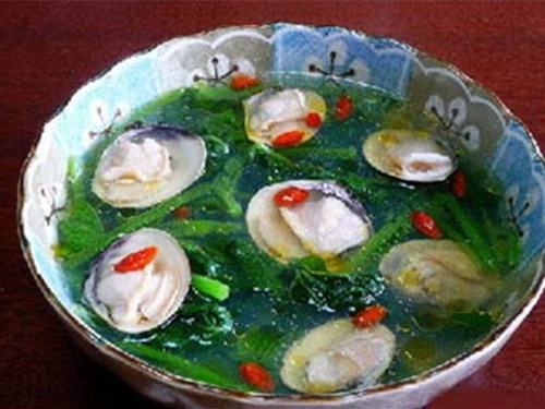 5 phút với canh ngao rau cải