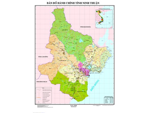 Bản đồ hành chính tỉnh Ninh Thuận và các huyện, thành phố trực thuộc