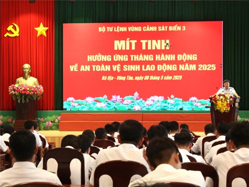 Bộ Tư lệnh Vùng Cảnh sát biểu 3 mít tinh hưởng ứng Tháng hành động về An toàn vệ sinh lao động năm 2025