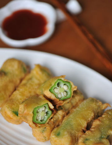 Món ăn: Đậu bắp tẩm bột rán