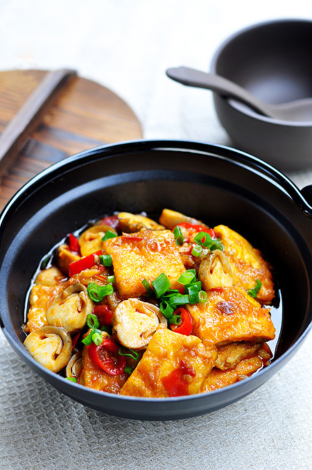 Món ăn: Đậu hũ cay xốt nấm