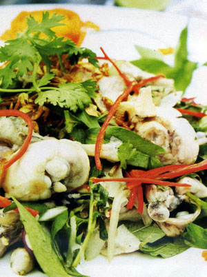 Món ăn: Ếch trộn rau răm