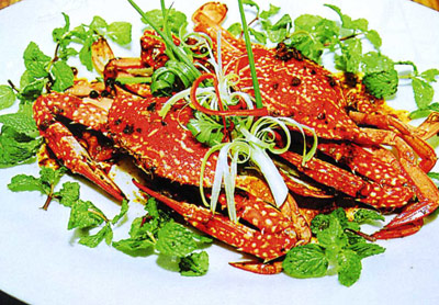 Món ăn: Ghẹ xốt tiêu &amp; húng lủi