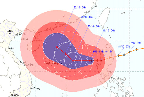Siêu bão Megi tăng cấp khi vào biển Đông