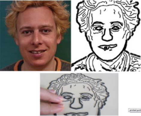 Một bức ảnh chân dung và hình ảnh tương ứng, có thể sờ mó được của nó dành cho người mù. (Ảnh: Discovery)