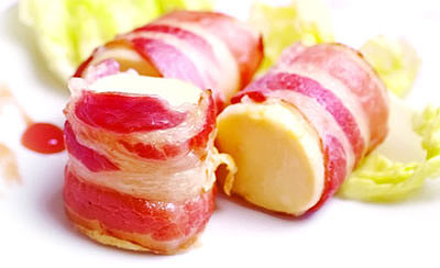 Món ăn: Thịt xông khói cuốn đậu hũ trứng