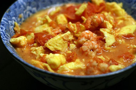 Món ăn: Tôm xốt trứng cà chua