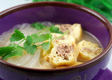 Món ăn: Canh miến đậu phụ nhồi thịt