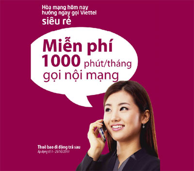 Viettel miễn phí 1.000 phút/ tháng gọi nội mạng