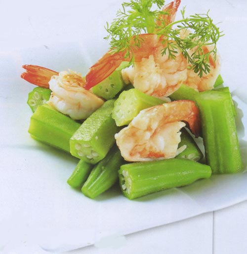 Món ăn: Đậu bắp xào tôm