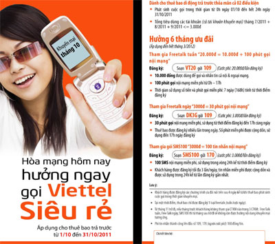 Viettel khuyến mại cho thuê bao di động trả trước mới