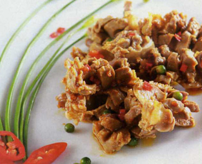 Món ăn: Mề gà chấy sa tế