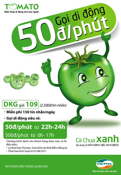 Gọi di động siêu rẻ với chương trình “Cà chua xanh” của Viettel