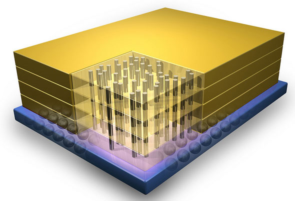 Công nghệ 3D mới của IBM được sử dụng để kết nối các vi mạch 3D, sẽ là nền tảng sản xuất thương mại các khối bộ nhớ mới.