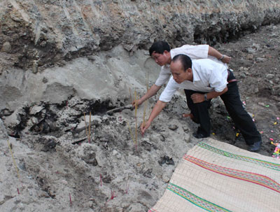  Khu vực phát hiện hài cốt liệt sĩ.