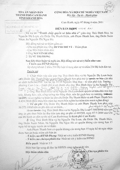 Hủy án sơ thẩm vì vi phạm thủ tục tố tụng