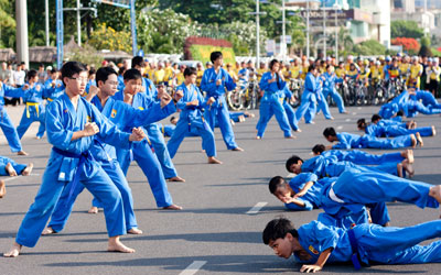 Biểu diễn võ thuật Vovinam tại lễ phát động