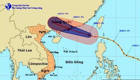 Bão Doksuri vào biển Đông, ít có khả năng gây ảnh hưởng đến đất liền nước ta (Ảnh: NCHMF)