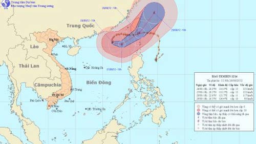 Bão số 6 đang di chuyển nhanh theo hướng Đông Bắc