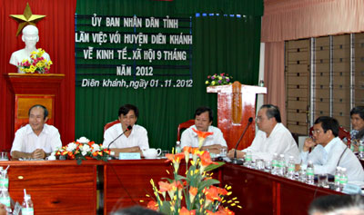 Lãnh đạo tỉnh Khánh Hòa làm việc với huyện Diên Khánh, Ninh Hòa