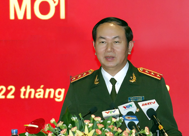 Thượng tướng Trần Đại Quang, Bộ trưởng Bộ Công an khẳng định sẽ tổ chức nghiên cứu, quán triệt, triển khai thực hiện nghiêm túc ý kiến chỉ đạo của Thủ tướng Nguyễn Tấn Dũng. - Ảnh: VGP/Nhật Bắc