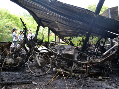 Hỏa hoạn thiêu rụi 28 xe máy