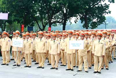 Đại diện lực lượng Cảnh sát giao thông tại lễ ra quân.