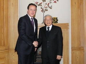 Tổng Bí thư Nguyễn Phú Trọng và Thủ tướng Anh David Cameron - Ảnh: TTXVN