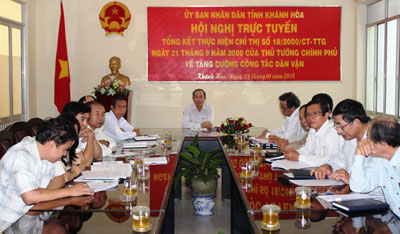 Quang cảnh hội nghị tại điểm cầu Khánh Hòa.