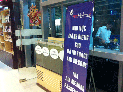 Quầy phục vụ của Air Mekong tại sân bay Buôn Ma Thuột.