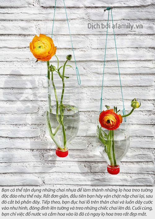 Tận dụng chai nhựa cũ làm đồ vật tiện ích trang trí nhà thêm xinh