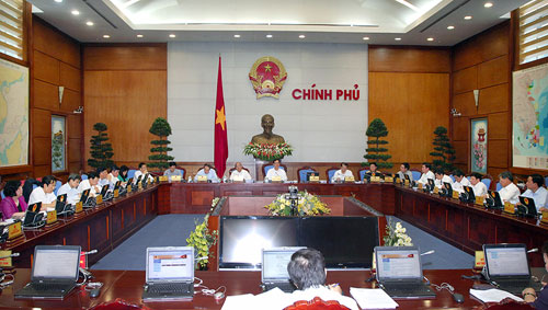 Chính phủ họp phiên thường kỳ tháng 4-2013. Ảnh: VGP/Nhật Bắc