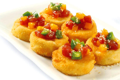 Món ăn: Đậu hũ chiên xốt tam sắc