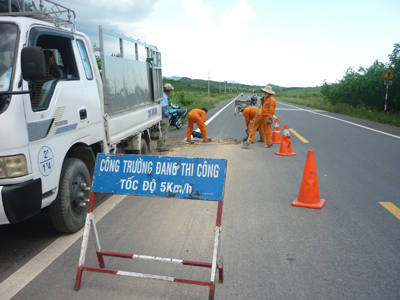 Đoạn hư hỏng trên đường Nha Trang đi Đà Lạt đã được sửa chữa kịp thời