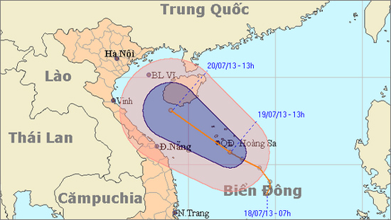 Từ 20-7, vùng biển Nam vịnh Bắc Bộ có gió mạnh dần lên cấp 6, vùng gần tâm áp thấp nhiệt đới cấp 7, giật cấp 8, cấp 9. Biển động mạnh.