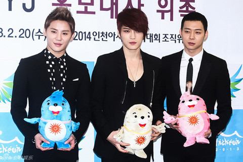 JYJ trong lễ bổ nhiệm làm đại sứ Á vận hội Incheon 2014.