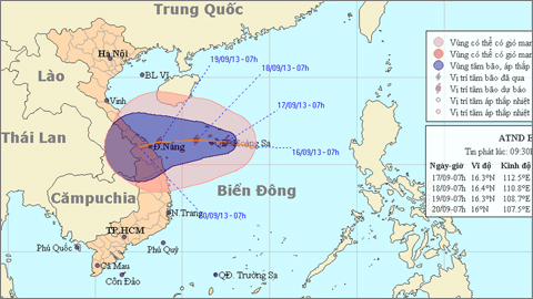 Bão số 8 trên Biển Đông, gió giật cấp 10